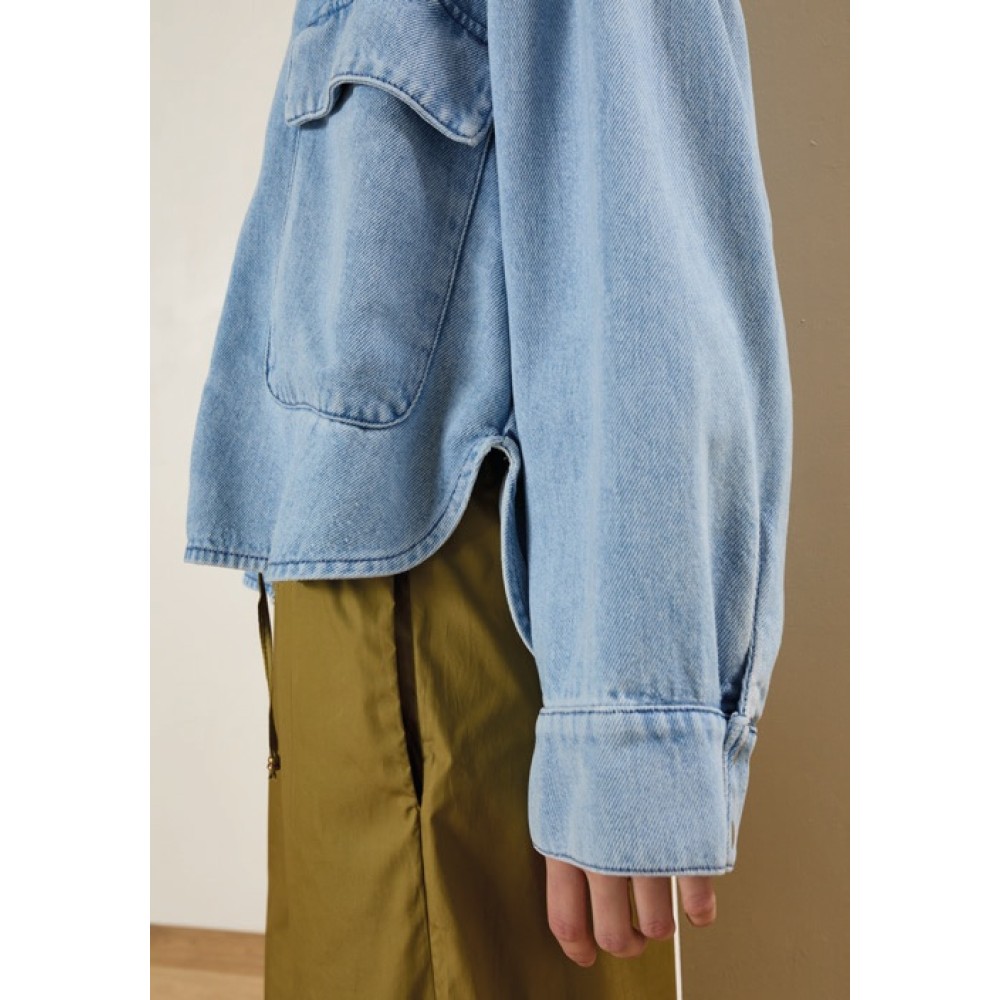 ΤΖΑΚΕΤ ΣΕ ΑΝΟΙΧΤΟ ΜΠΛΕ ΤΖΙΝ, OVERSIZED, ΠΟΛΥ ΛΕΠΤΟ ΜΕ ΜΕΓΑΛΕΣ ΤΣΕΠΕΣ "STYLISHIOUS COLLECTION"