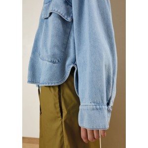 ΤΖΑΚΕΤ ΣΕ ΑΝΟΙΧΤΟ ΜΠΛΕ ΤΖΙΝ, OVERSIZED, ΠΟΛΥ ΛΕΠΤΟ ΜΕ ΜΕΓΑΛΕΣ ΤΣΕΠΕΣ "STYLISHIOUS COLLECTION"