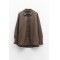 JACKET - OVERSHIRT IN BROWN-GREY SHADE, OVERSIZED IN SYNTHETIC LEATHER WITH POCKETS  "STYLISHIOUS COLLECTION "