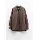JACKET - OVERSHIRT IN BROWN-GREY SHADE, OVERSIZED IN SYNTHETIC LEATHER WITH POCKETS  "STYLISHIOUS COLLECTION "