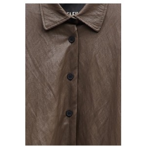 JACKET - OVERSHIRT IN BROWN-GREY SHADE, OVERSIZED IN SYNTHETIC LEATHER WITH POCKETS  "STYLISHIOUS COLLECTION "