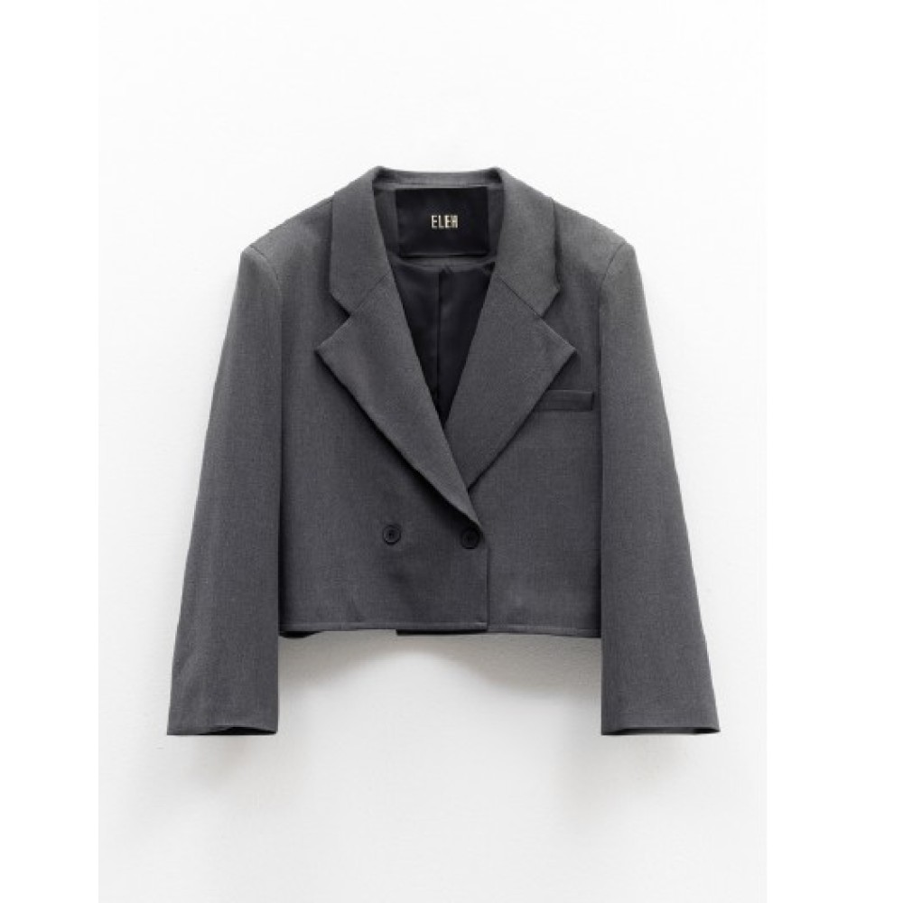 JACKET - BLAZER OVERSIZED IN DARK GREY , DOUBLE BREASTED & CROPPED  ”ALEX KATSAITI X STYLISHIOUS”.