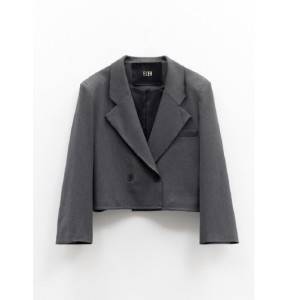 JACKET - BLAZER OVERSIZED IN DARK GREY , DOUBLE BREASTED & CROPPED  ”ALEX KATSAITI X STYLISHIOUS”.