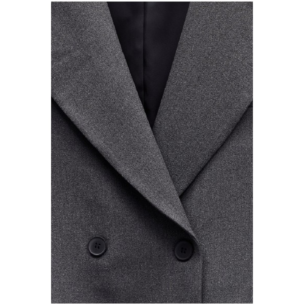 JACKET - BLAZER OVERSIZED IN DARK GREY , DOUBLE BREASTED & CROPPED  ”ALEX KATSAITI X STYLISHIOUS”.