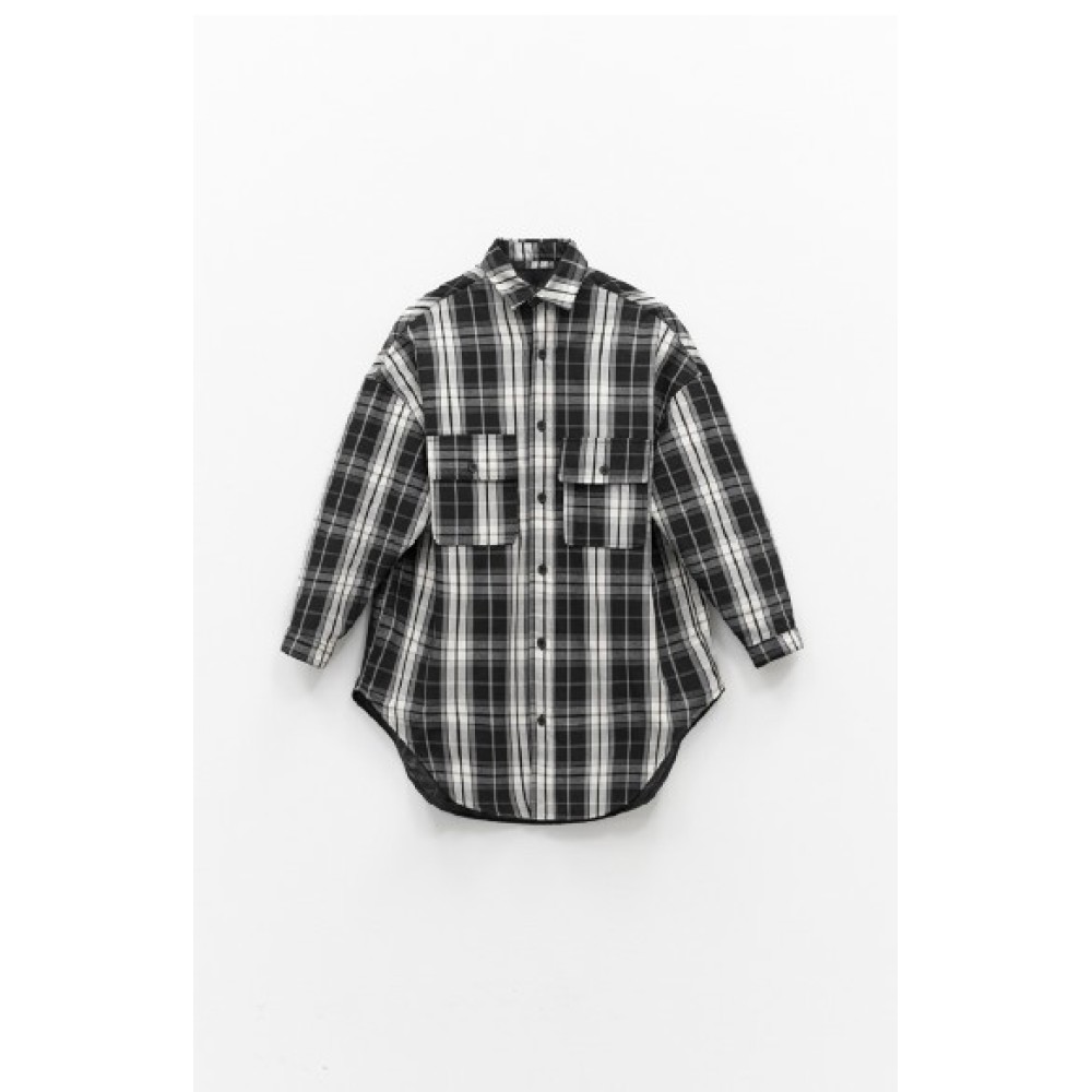 TZAKET - ΠΟΥΚΑΜΙΣΟ ΚΑΡΟ ΣΕ ΛΕΥΚΟ-ΜΑΥΡΟ-ΓΚΡΙ, OVERSIZED ΜΕ ΜΕΓΑΛΕΣ ΤΣΕΠΕΣ "STYLISHIOUS COLLECTION"