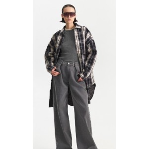 JACKET - OVERSHIRT IN BLACK-GREY-WHITE PLAID PRINT, ULTRA OVERSIZED WITH LARGE POCKETS  "STYLISHIOUS COLLECTION "