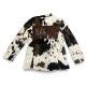 JACKET - BLAZER IN COW PRINT, OVERSIZED, SINGLE BREASTED WITH BROWN SUEDE FRINGES ON THE BACK ”ALEX KATSAITI X STYLISHIOUS”.