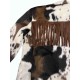 JACKET - BLAZER IN COW PRINT, OVERSIZED, SINGLE BREASTED WITH BROWN SUEDE FRINGES ON THE BACK ”ALEX KATSAITI X STYLISHIOUS”.