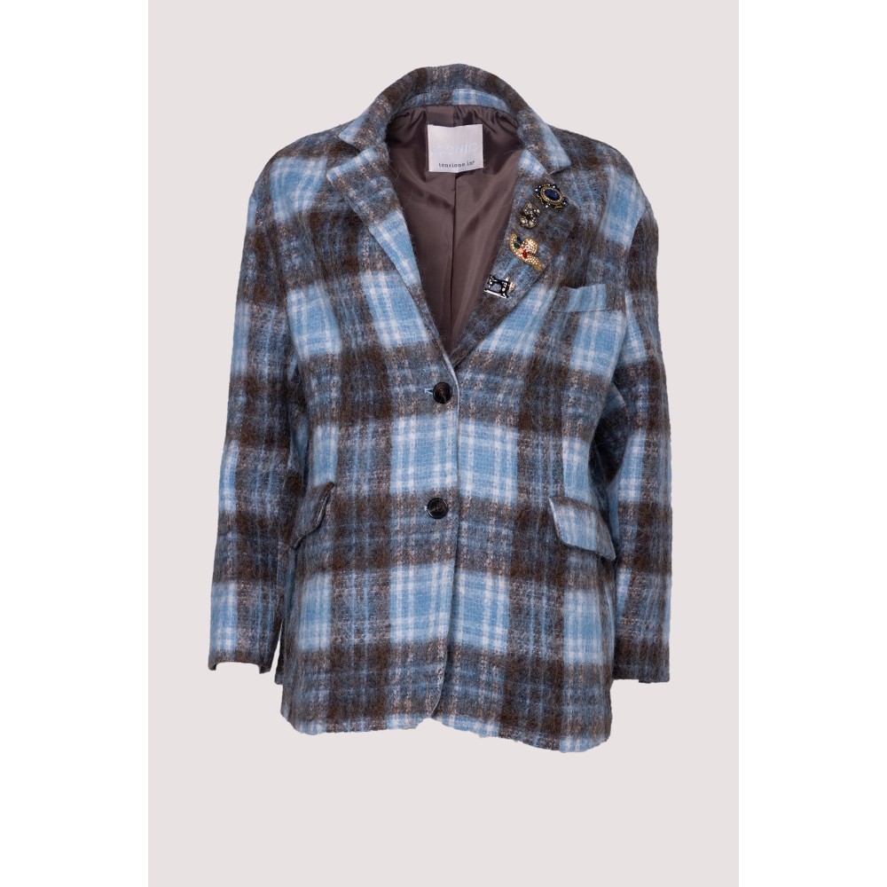 ΣΑΚΑΚΙ ΚΑΡΟ ΓΑΛΑΖΙΟ - ΚΑΦΕ ΜΑΛΛΙΝΟ & OVERSIZED, ΜΟΝΟΠΕΤΟ ΜΕ ΤΣΕΠΕΣ ΚΑΙ ΚΑΡΦΙΤΣΕΣ  ”ALEX KATSAITI X STYLISHIOUS"