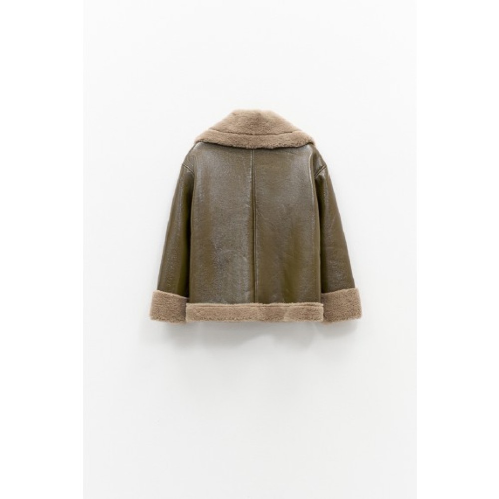 ΤΖΑΚΕΤ ΣΕ ΛΑΔΙ ΑΠΟΧΡΩΣΗ, ΒΙΝΥΛ ΜΕ ΕΠΕΝΔΥΣΗ ΑΠΟ ΟΙΚΟΛΟΓΙΚΗ ΚΑΦΕ - ΓΚΡΙ ΓΟΥΝΑ ΤΥΠΟΥ ΠΡΟΒΑΤΟ ”STYLISHIOUS COLLECTION"