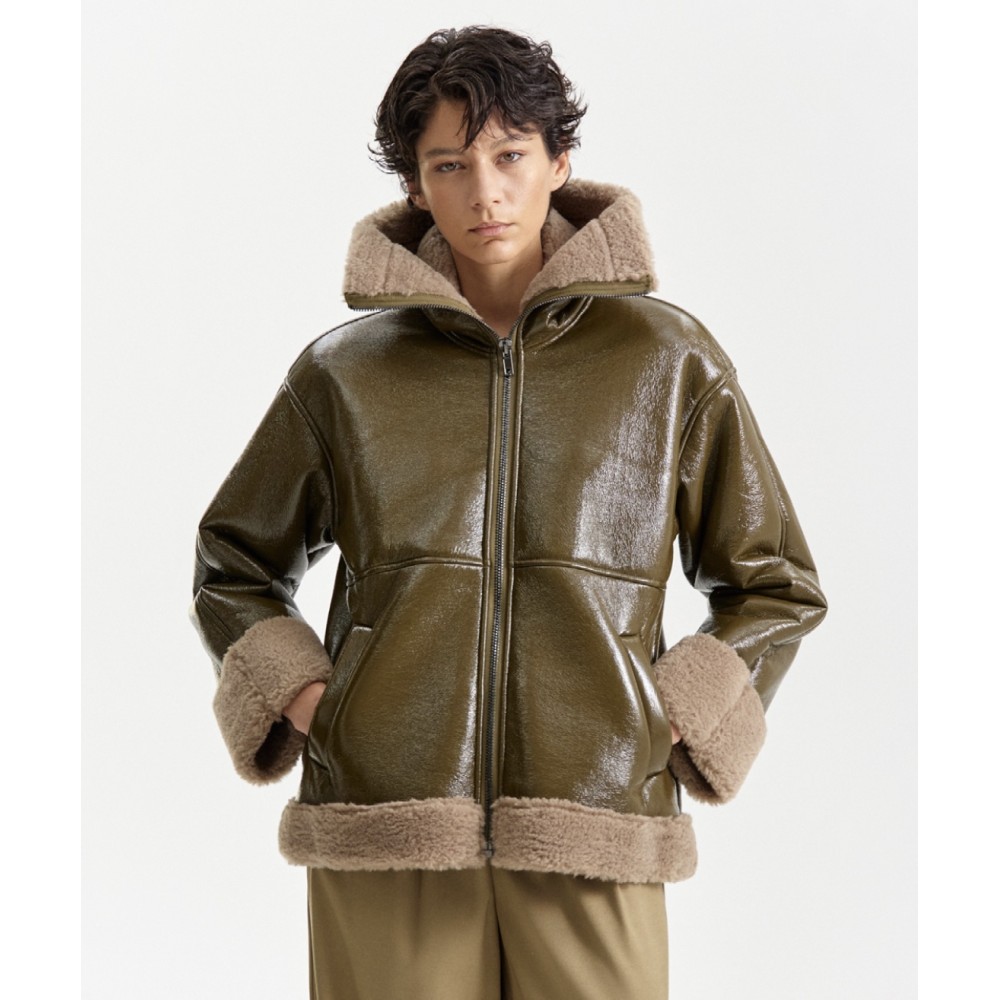 ΤΖΑΚΕΤ ΣΕ ΛΑΔΙ ΑΠΟΧΡΩΣΗ, ΒΙΝΥΛ ΜΕ ΕΠΕΝΔΥΣΗ ΑΠΟ ΟΙΚΟΛΟΓΙΚΗ ΚΑΦΕ - ΓΚΡΙ ΓΟΥΝΑ ΤΥΠΟΥ ΠΡΟΒΑΤΟ ”STYLISHIOUS COLLECTION"