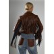 ΤΖΑΚΕΤ ΑΠΟ ΤΑΜΠΑ ΟΙΚΟΛΟΓΙΚΟ ΔΕΡΜΑ, ΚΟΝΤΟ ΣΕ ΣΤΥΛ BIKER ΜΕ ΚΡΟΣΣΙΑ, ΖΩΝΗ & ΑΣΗΜΙ ΤΡΟΥΚ " STYLISHIOUS COLLECTION"