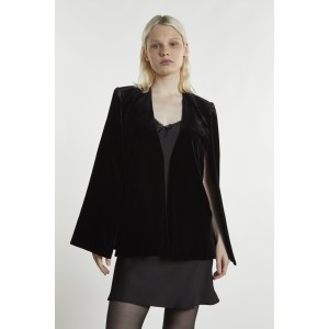 ΣΑΚΑΚΙ - ΚΑΠΑ ΑΠΟ ΜΑΥΡΟ ΒΕΛΟΥΔΟ ΣΕ "ΑΛΦΑ" ΓΡΑΜΜΗ ΜΕ ΒΑΤΕΣ & ΤΣΕΠΕΣ ”ALEX KATSAITI X STYLISHIOUS"