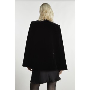 ΣΑΚΑΚΙ - ΚΑΠΑ ΑΠΟ ΜΑΥΡΟ ΒΕΛΟΥΔΟ ΣΕ "ΑΛΦΑ" ΓΡΑΜΜΗ ΜΕ ΒΑΤΕΣ & ΤΣΕΠΕΣ ”ALEX KATSAITI X STYLISHIOUS"