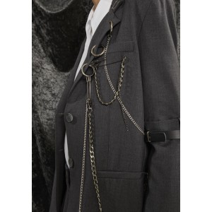 ΣΑΚΑΚΙ ΣΚΟΥΡΟ ΓΚΡΙ, ΜΟΝΟΠΕΤΟ ΜΕ ΔΙΑΚΟΣΜΗΤΙΚΕΣ ΑΛΥΣΙΔΕΣ, ΠΑΡΑΜΑΝΕΣ ΚΑΙ ΖΩΝΕΣ ΣΤΑ ΜΑΝΙΚΙΑ  ”ALEX KATSAITI X STYLISHIOUS"