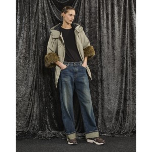 TZAKET - ΜΠΟΥΦΑΝ MAKPY, ΧΑΚΙ ΜΕ ΚΟΥΚΟΥΛΑ,ΚΑΠΙΤΟΝΕ ΕΠΕΝΔΥΣΗ ΚΑΙ ΜΑΝΙΚΙΑ 3/4 ΜΕ ΓΟΥΝΑ "STYLISHIOUS COLLECTION"