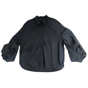 SHIRT IN BLACK COTTON, OVERSIZED WITH PUFFY SLEEVES "STYLISHIOUS COLLECTION"
