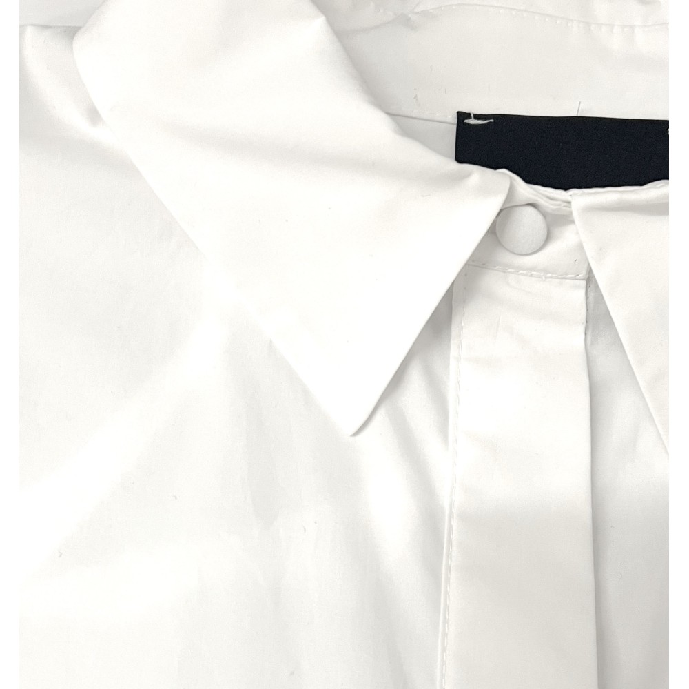 ΠΟΥΚΑΜΙΣΟ ΛΕΥΚΟ, ΒΑΜΒΑΚΕΡΟ ΚΑΙ OVERSIZED ΜΕ ΦΟΥΣΚΩΤΑ ΜΑΝΙΚΙΑ "STYLISHIOUS COLLECTION"