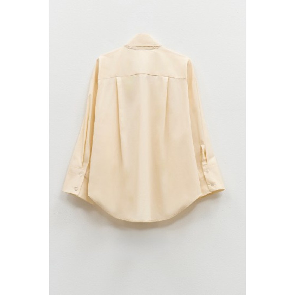 ΠΟΥΚΑΜΙΣΟ ΙΒΟΥΑΡ ΓΥΑΛΙΣΤΕΡΟ - ΤΥΠΟΥ ΒΡΕΓΜΕΝΟ, ΜΕ ΦΑΡΔΙΕΣ ΜΑΝΣΕΤΕΣ ΚΑΙ ΔΕΣΙΜΟ ΜΕ ΦΙΟΓΚΟ  "STYLISHIOUS COLLECTION"