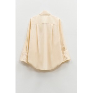 ΠΟΥΚΑΜΙΣΟ ΙΒΟΥΑΡ ΓΥΑΛΙΣΤΕΡΟ - ΤΥΠΟΥ ΒΡΕΓΜΕΝΟ, ΜΕ ΦΑΡΔΙΕΣ ΜΑΝΣΕΤΕΣ ΚΑΙ ΔΕΣΙΜΟ ΜΕ ΦΙΟΓΚΟ  "STYLISHIOUS COLLECTION"