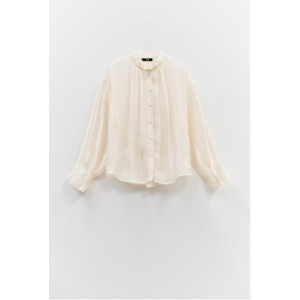 ΠΟΥΚΑΜΣΙΟ ΣΕ ΙΒΟΥΑΡ ΑΠΟΧΡΩΣΗ, ΗΜΙΔΙΑΦΑΝΟ ΜΕ ΨΗΛΟ ΛΑΙΜΟ ΚΑΙ ΠΙΕΤΕΣ ΣΤΟ ΜΑΝΙΚΙ "STYLISHIOUS COLLECTION"