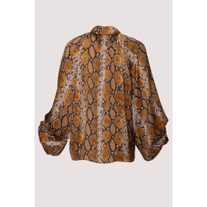 SHIRT WITH SNAKE PRINT IN EARTHY TONES, OVERSIZED WITH PUFFY SLEEVES – "STYLISHIOUS COLLECTION"
