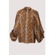 SHIRT WITH SNAKE PRINT IN EARTHY TONES, OVERSIZED WITH PUFFY SLEEVES – "STYLISHIOUS COLLECTION"