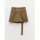 SKIRT - SHORT IN BROWN - CHAKI, WITH PLEATS ON THE FRONT & LONG BELT "STYLISHIOUS COLLECTION"