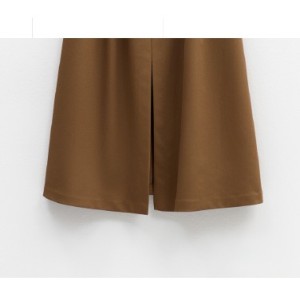 SKIRT IN BROWN - MOCCA SHADE, MAXI IN STRAIGHT LINE WITH FRONT SLIT, PLEATS & POCKETS "STYLISHIOUS COLLECTION"