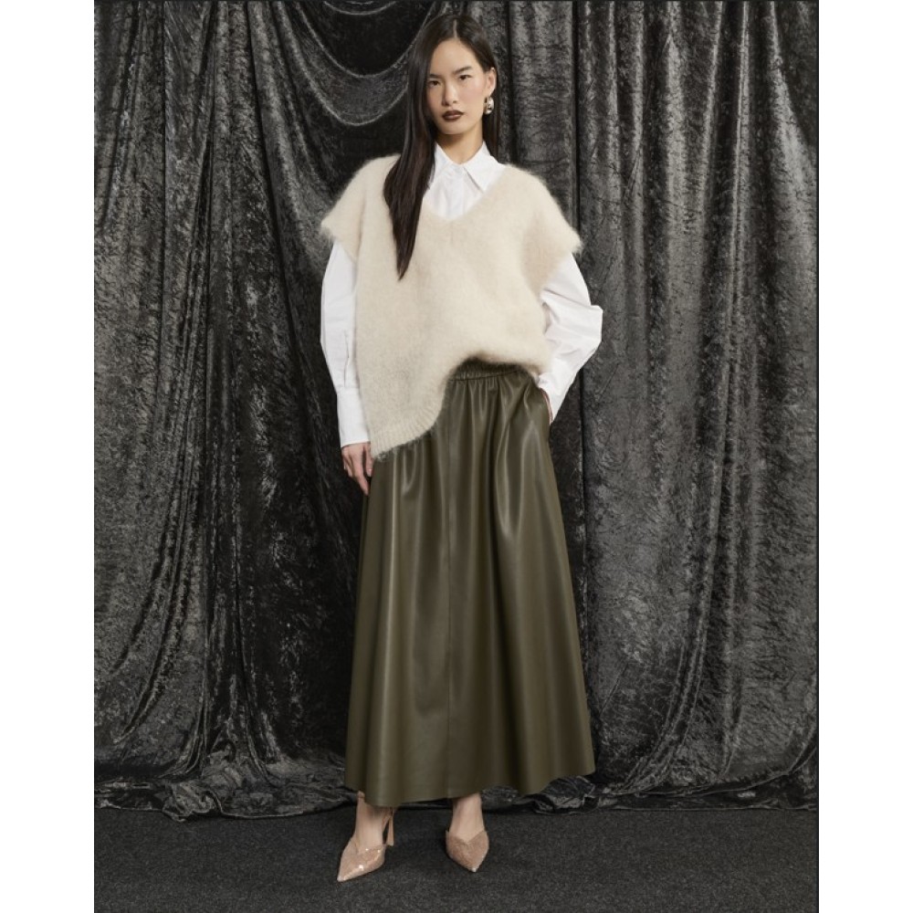 ΦΟΥΣΤΑ ΜΙΝΤΙ, ΚΛΟΣ ΑΠΟ ΟΙΚΟΛΟΓΙΚΟ ΧΑΚΙ ΔΕΡΜΑ ΜΕ ΛΑΣΤΙΧΟ ΚΑΙ ΤΣΕΠΕΣ  "ALEX KATSAITI X STYLISHIOUS"