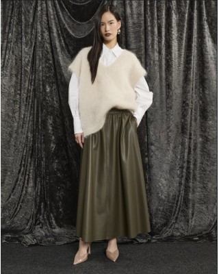 ΦΟΥΣΤΑ ΜΙΝΤΙ, ΚΛΟΣ ΑΠΟ ΟΙΚΟΛΟΓΙΚΟ ΧΑΚΙ ΔΕΡΜΑ ΜΕ ΛΑΣΤΙΧΟ ΚΑΙ ΤΣΕΠΕΣ  "ALEX KATSAITI X STYLISHIOUS"