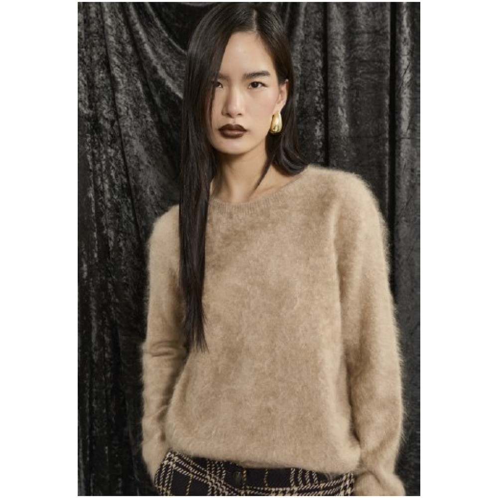 ΠΟΥΛΟΒΕΡ ΣΕ ΜΠΕΖ-ΓΚΡΙ ΑΠΟΧΡΩΣΗ OVERSIZED ΑΠΟ ΠΟΛΥ ΖΕΣΤΟ ΚΑΙ ΑΠΑΛΟ ΠΛΕΚΤΟ ΜΟΧΕΡ ΥΦΑΣΜΑ ”STYLISHIOUS COLLECTION”