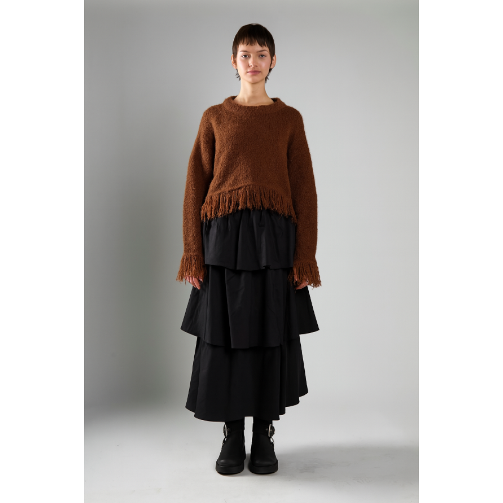 ΠΟΥΛΟΒΕΡ ΚΟΝΤΟ ΣΕ ΚΑΦΕ - ΣΟΚΟΛΑΤΙ ΑΠΟΧΡΩΣΗ, OVERSIZED ΜΕ ΑΣΟΡΤΙ ΚΡΟΣΣΙΑ "STYLISHIOUS COLLECTION"