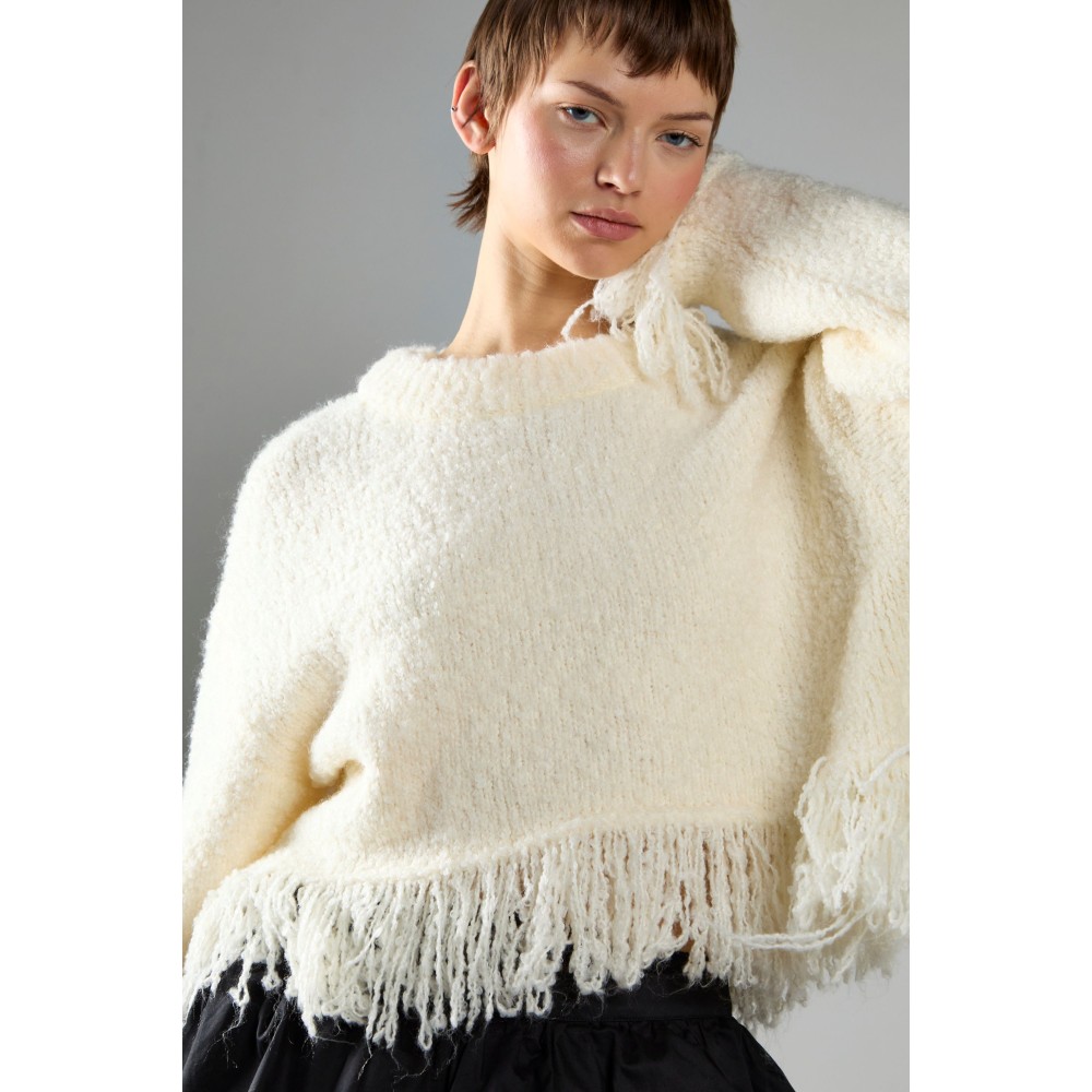 ΠΟΥΛΟΒΕΡ ΚΟΝΤΟ ΣΕ ΙΒΟΥΑΡ - ΚΡΕΜ ΑΠΟΧΡΩΣΗ, OVERSIZED ΜΕ ΑΣΟΡΤΙ ΚΡΟΣΣΙΑ "STYLISHIOUS COLLECTION"