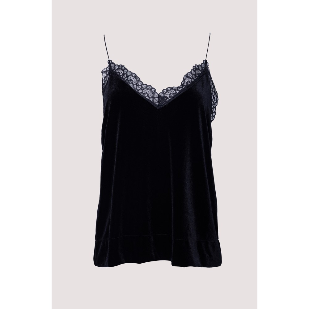 ΤΟΠ ΑΠΟ ΜΑΥΡΟ ΒΕΛΟΥΔΟ, ΣΤΥΛ LINGERIE, ΜΕ ΛΕΠΤΗ ΤΙΡΑΝΤΑ & ΛΕΠΤΟΜΕΡΕΙΑ ΑΠΟ ΔΑΝΤΕΛΑ " STYLISHIOUS COLLECTION "