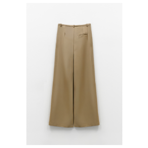 PANTS IN OLIVE GREEN -GOLD SHADE WITH FITTED WAIST BAND, STRAIGHT LINE, PLEATED IN THE FRONT WITH POCKETS "STYLISHIOUS COLLECTION"