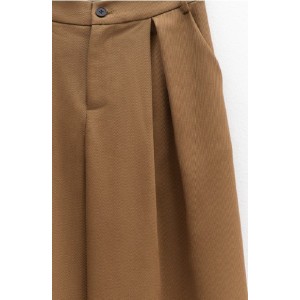 PANTS IN BROWN - MOCCA SHADE WITH HIDDEN PLEATS & RUBBER BAND  "STYLISHIOUS COLLECTION"