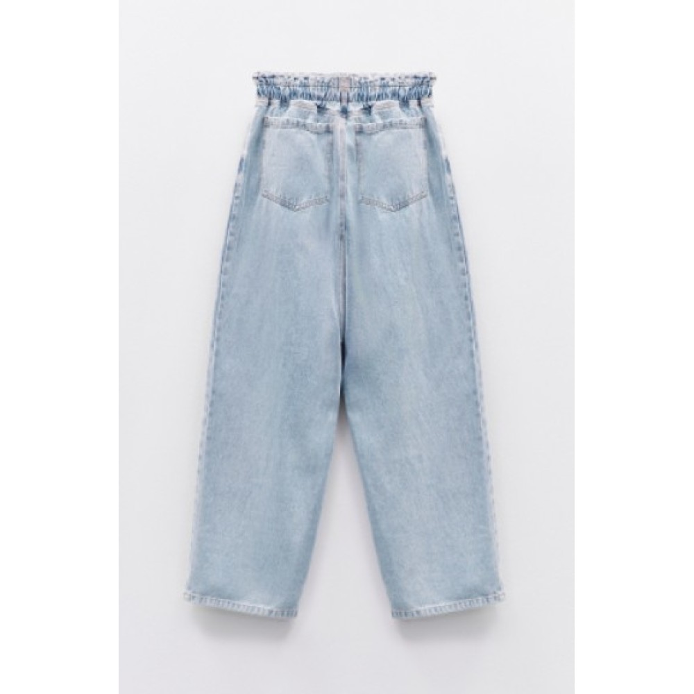 ΠΑΝΤΕΛΟΝΙ ΤΖHΝ ΣΕ ΑΝΟΙΧΤΟ ΜΠΛΕ, ΨΗΛΟΜΕΣΟ ΣΕ ΙΣΙΑ ΓΡΑΜΜΗ ΜΕ ΛΑΣΤΙΧΟ & ΚΟΡΔΟΝΙ "STYLISHIOUS COLLECTION"