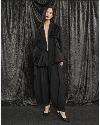 ΠΑΝΤΕΛΟΝΙ - ΣΑΛΒΑΡΙ ΜΑΥΡΟ, ΣΤΥΛ ΦΟΡΜΑΣ, ΨΗΛΟΜΕΣΟ ΜΕ ΛΑΣΤΙΧΟ ΣΤΗΝ ΜΕΣΗ "STYLISHIOUS COLLECTION"