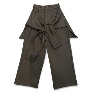 ΠΑΝΤΕΛΟΝΙ ΣΚΟΥΡΟ ΚΑΦΕ, ΜΑΛΑΚΟ, ΒΑΜΒΑΚΕΡΟ ΜΕ ΕΛΑΣΤΑΝ ΣΕ ΧΑΛΑΡΗ ΓΡΑΜΜΗ ΚΑΙ ΔΕΣΙΜΟ ΣΑΝ ΜΑΝΙΚΙΑ ΑΠΟ ΠΟΥΚΑΜΙΣΟ ΓΥΡΩ ΣΤΗΝ ΜΕΣΗ. "STYLISHIOUS COLLECTION"