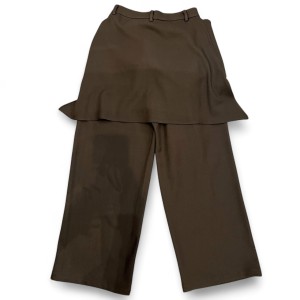 PANTS IN SOFT FEEL DARK BROWN FABRIC WITH SHIRT SLEEVES STYLE WRAPPED AROUND THE WAIST IN A LOOSE LINE "STYLISHIOUS COLLECTION"