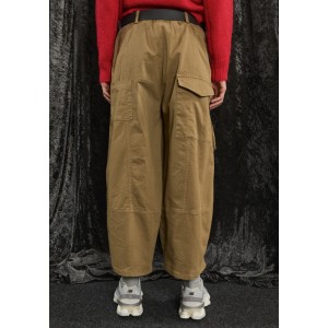 ΠΑΝΤΕΛΟΝΙ ΚΑΜΕΛ ΚΟΝΤΟ, CARGO ΜΕ ΛΑΣΤΙΧΟ ΣΤΗ ΜΕΣΗ, ΜΑΥΡΗ ΖΩΝΗ ΚΑΙ ΕΞΩΤΕΡΙΚΕΣ ΤΣΕΠΕΣ "STYLISHIOUS COLLECTION"