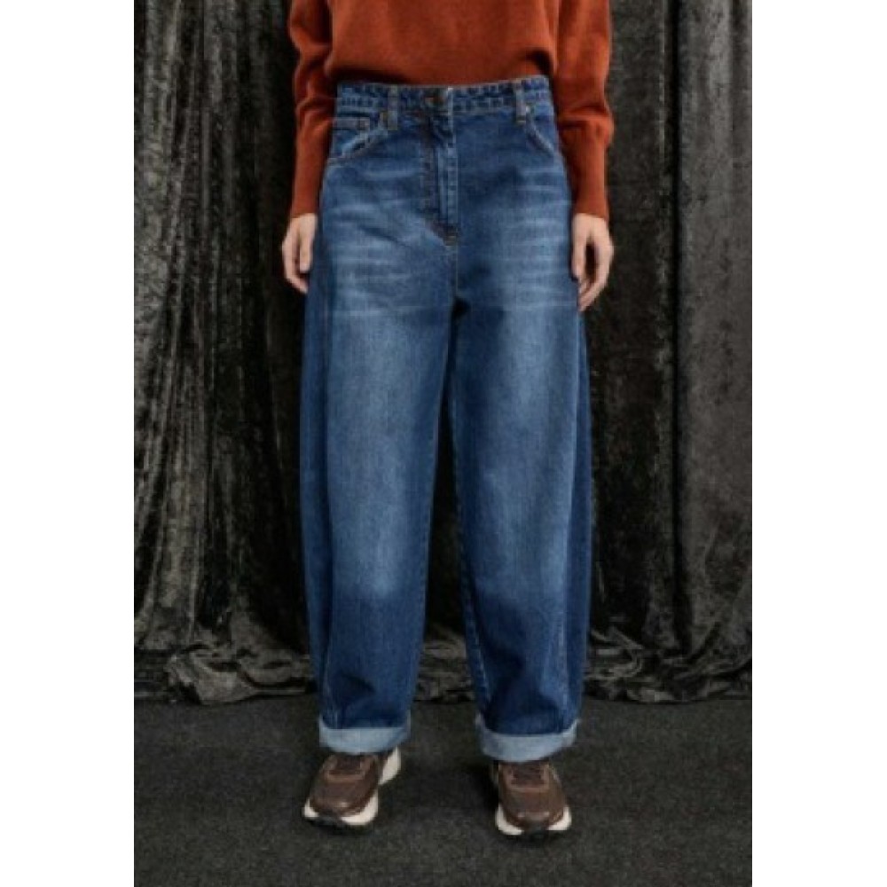 ΠΑΝΤΕΛΟΝΙ ΤΖHΝ ΣΕ ΜΠΛΕ, ΞΕΒΑΜΜΕΝΟ ΥΦΑΣΜΑ ΣΕ ΧΑΛΑΡΗ, BUBBLE ΓΡΑΜΜΗ, ΨΗΛΟΜΕΣΟ "STYLISHIOUS COLLECTION"