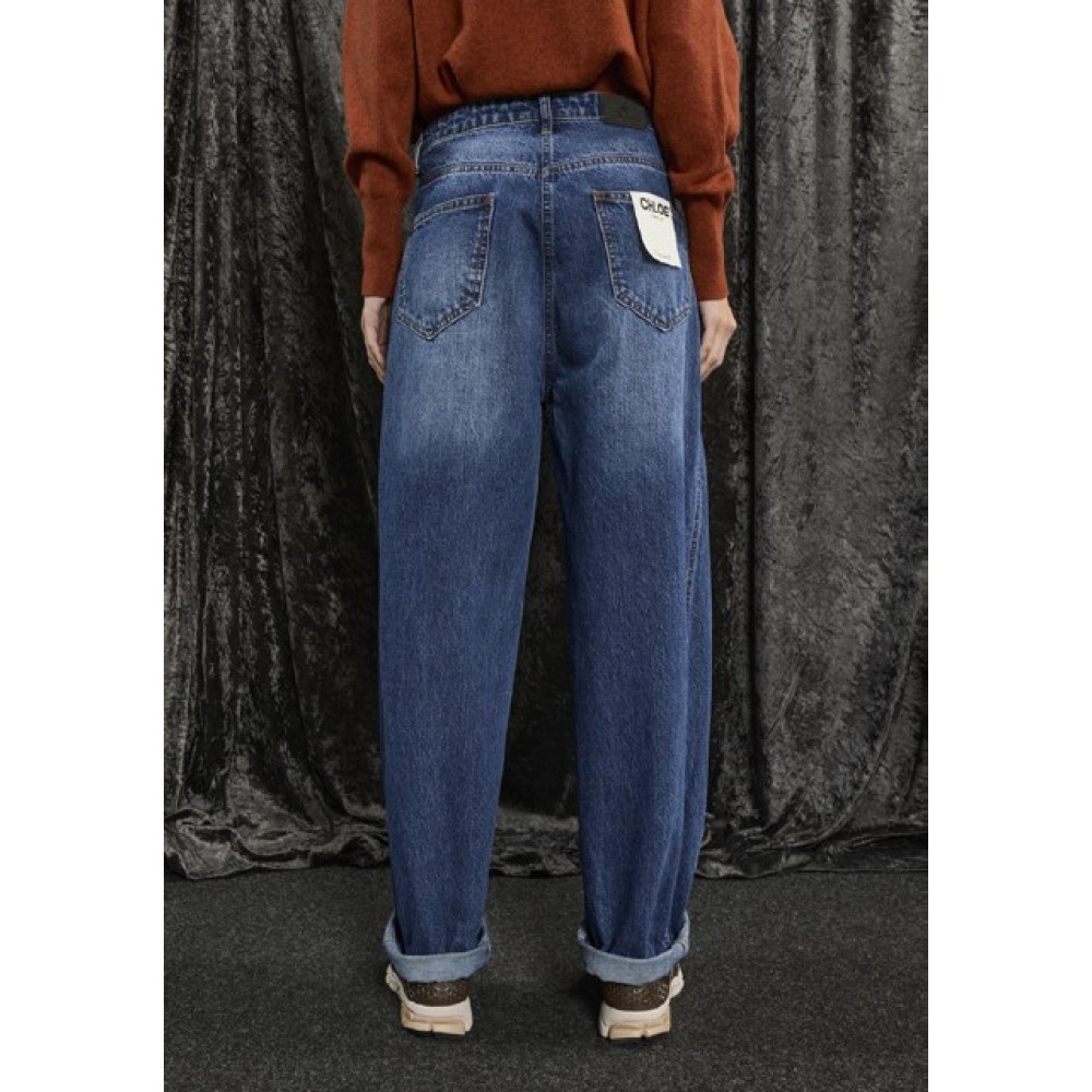 ΠΑΝΤΕΛΟΝΙ ΤΖHΝ ΣΕ ΜΠΛΕ, ΞΕΒΑΜΜΕΝΟ ΥΦΑΣΜΑ ΣΕ ΧΑΛΑΡΗ, BUBBLE ΓΡΑΜΜΗ, ΨΗΛΟΜΕΣΟ "STYLISHIOUS COLLECTION"