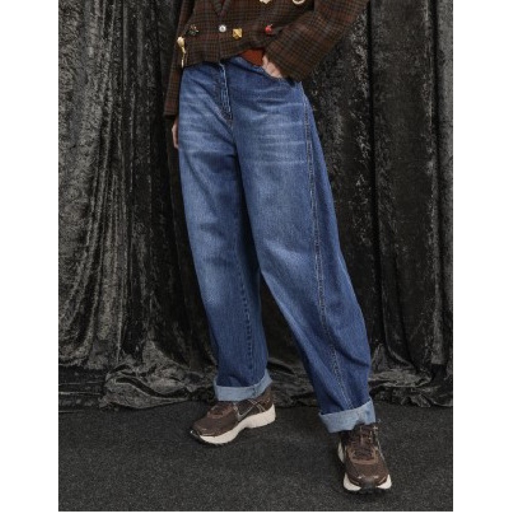 ΠΑΝΤΕΛΟΝΙ ΤΖHΝ ΣΕ ΜΠΛΕ, ΞΕΒΑΜΜΕΝΟ ΥΦΑΣΜΑ ΣΕ ΧΑΛΑΡΗ, BUBBLE ΓΡΑΜΜΗ, ΨΗΛΟΜΕΣΟ "STYLISHIOUS COLLECTION"