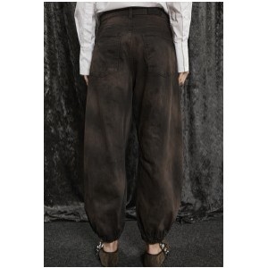 ΠΑΝΤΕΛΟΝΙ ΤΖHΝ ΣΚΟΥΡΟ-ΚΑΦΕ ΤΗΣ ΣΚΟΥΡΙΑΣ, BALLOON STYLE ΜΕ ΚΑΡΦΙΤΣΑ ΜΑΥΡΟ ΛΟΥΛΟΥΔΙ, ΑΠΟΣΠΩΜΕΝΗ  "STYLISHIOUS COLLECTION"