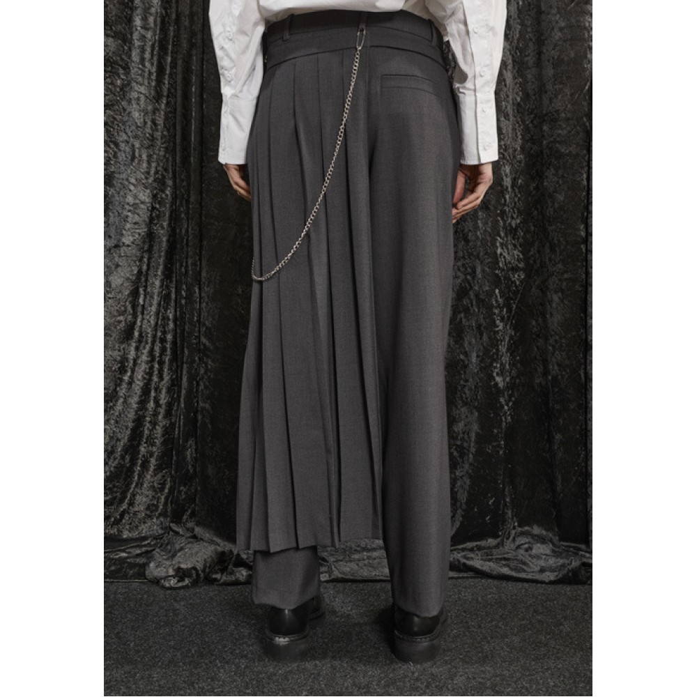 ΠΑΝΤΕΛΟΝΙ ΓΚΡΙ-ΑΝΘΡΑΚΙ ΣΕ IΣΙΑ ,ΑΝΔΡΙΚΗ ΓΡΑΜΜΗ ΜΕ ΑΠΟΣΠΩΜΕΝΗ ΠΛΙΣΕ ΦΟΥΣΤΑ & ΑΛΥΣΙΔΕΣ "STYLISHIOUS COLLECTION"