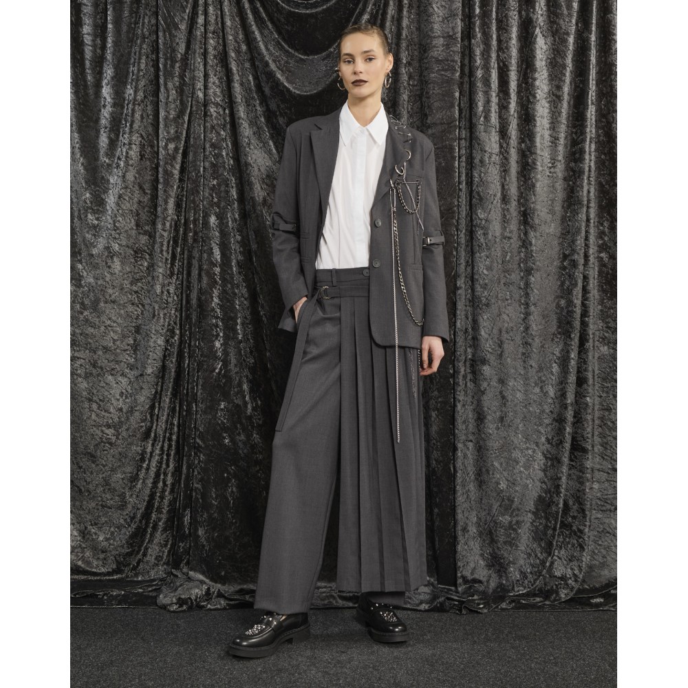 ΠΑΝΤΕΛΟΝΙ ΓΚΡΙ-ΑΝΘΡΑΚΙ ΣΕ IΣΙΑ ,ΑΝΔΡΙΚΗ ΓΡΑΜΜΗ ΜΕ ΑΠΟΣΠΩΜΕΝΗ ΠΛΙΣΕ ΦΟΥΣΤΑ & ΑΛΥΣΙΔΕΣ "STYLISHIOUS COLLECTION"