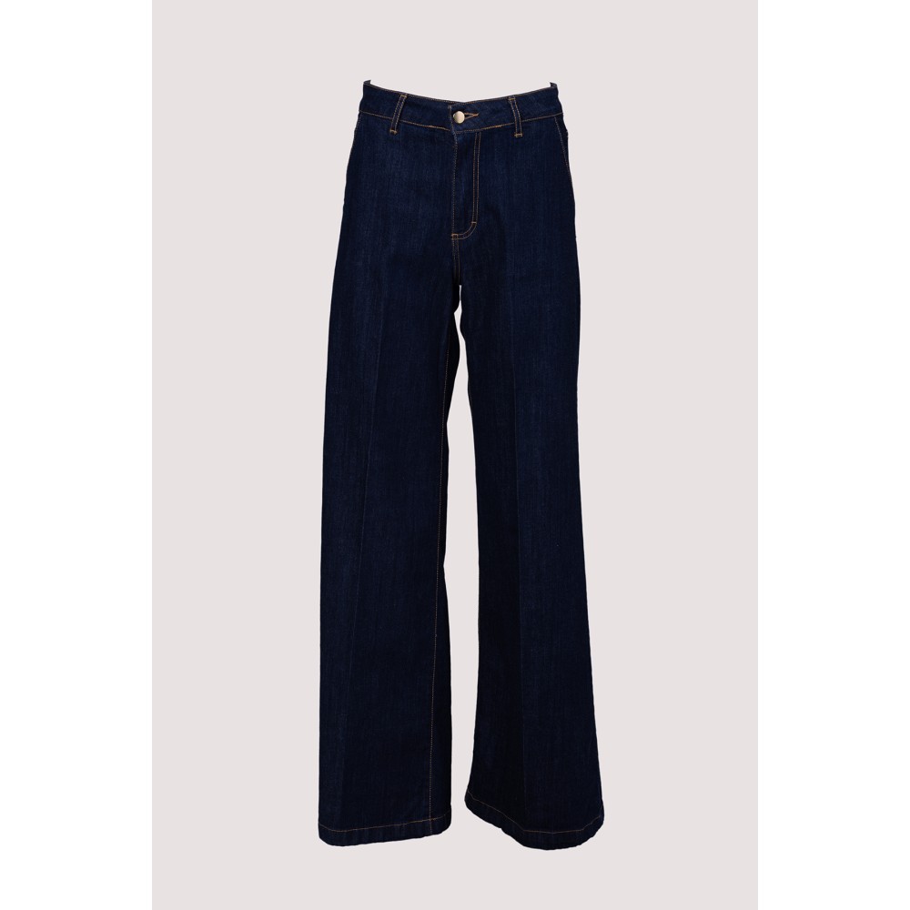 ΠΑΝΤΕΛΟΝΙ ΣΕ ΣΚΟΥΡΟ ΜΠΛΕ ΤΖΙΝ, ΨΗΛΟΜΕΣΟ ΚΑΙ ΚΑΜΠΑΝΑ ΜΕ ΤΣΕΠΕΣ  "STYLISHIOUS COLLECTION"