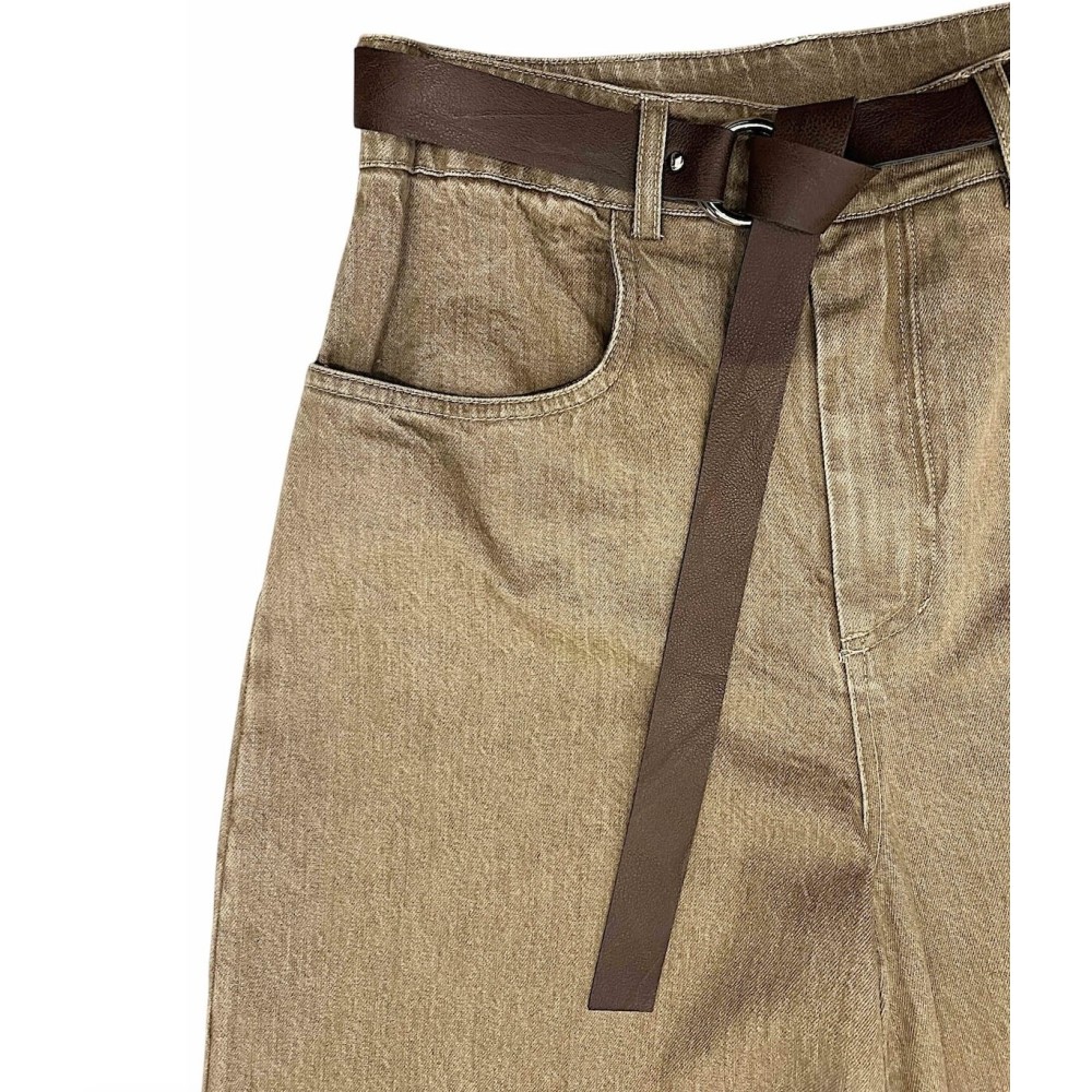 ΠΑΝΤΕΛΟΝΙ ΤΖHΝ ΣΕ ΜΠΕΖ ΑΠΟΧΡΩΣΗ, ΨΗΛΟΜΕΣΟ ΜΕ ΤΑΜΠΑ ΖΩΝΗ ΚΑΙ ΤΣΕΠΕΣ "STYLISHIOUS COLLECTION"